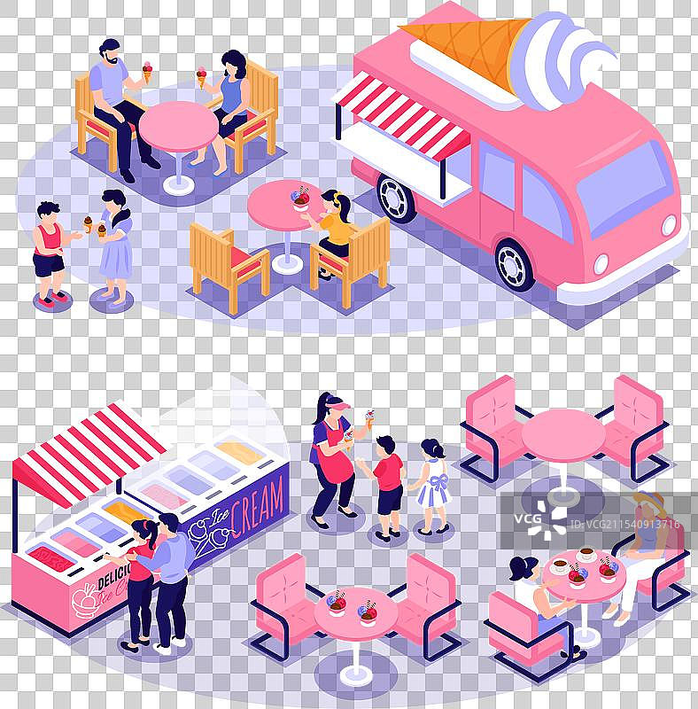 等距冰淇淋横幅图片素材