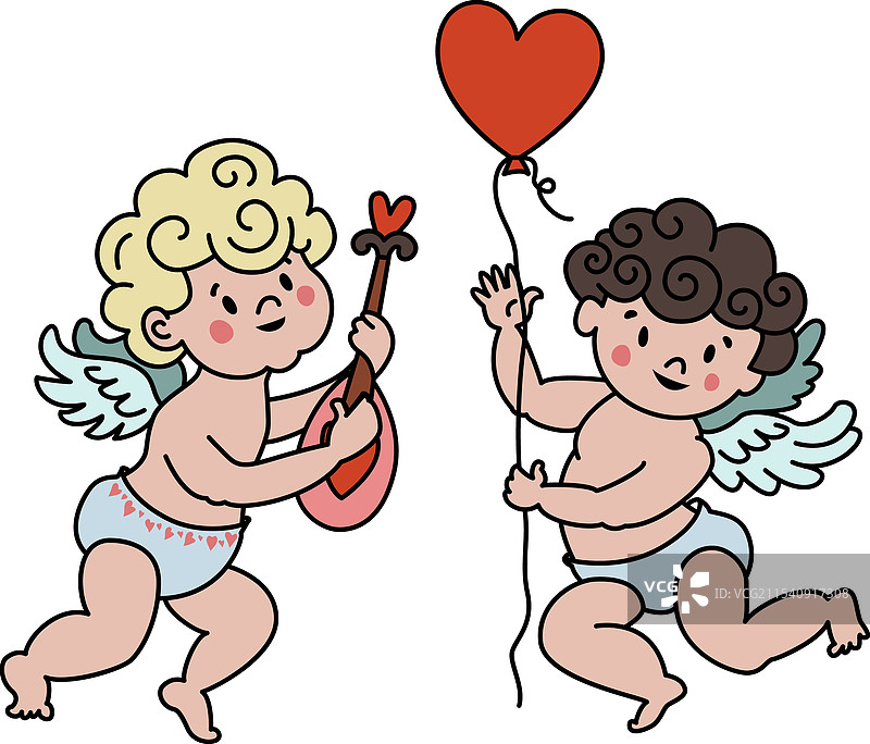 可爱的天使双胞胎图片素材