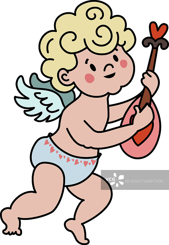 丘比特在演奏浪漫的鲁特琴图片素材