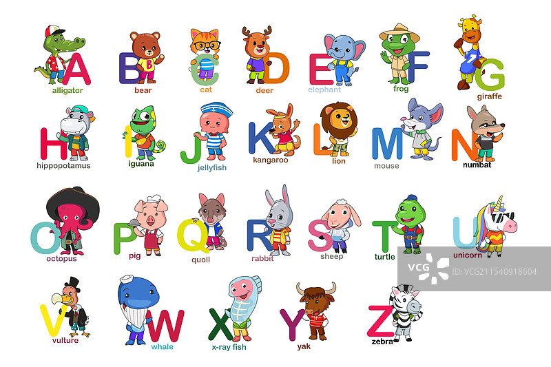 动物字母图标集图片素材