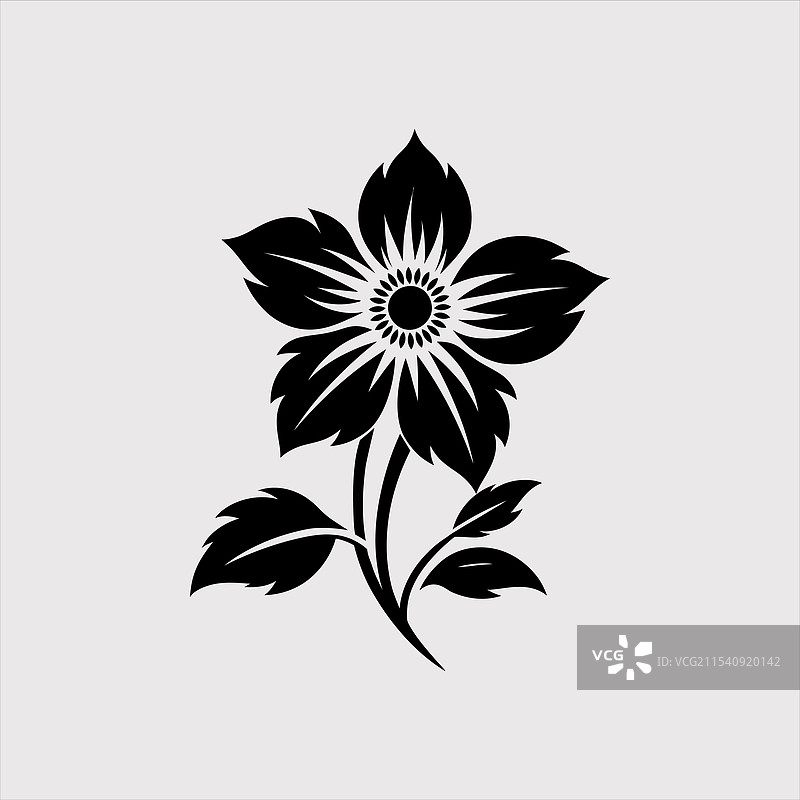 浅灰色背景上的大胆花卉剪影图片素材