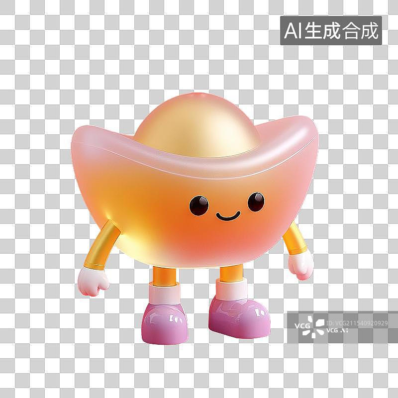 【AI数字艺术】新年喜庆元素：可爱的金元宝图片素材