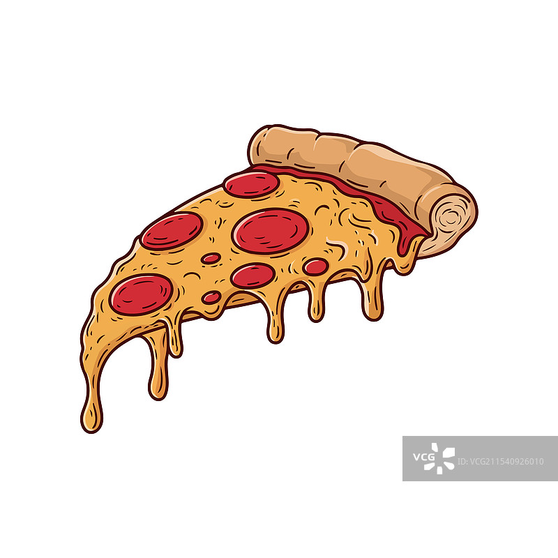 手绘的披萨片，奶酪滴落图片素材