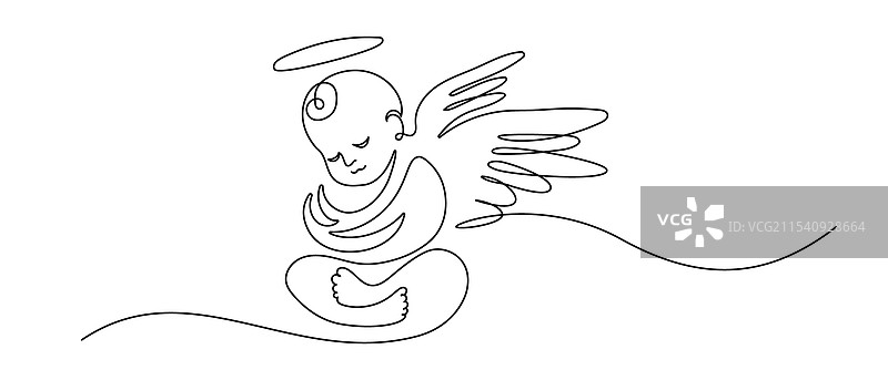 美丽的天使宝宝以一条连续的线条呈现图片素材