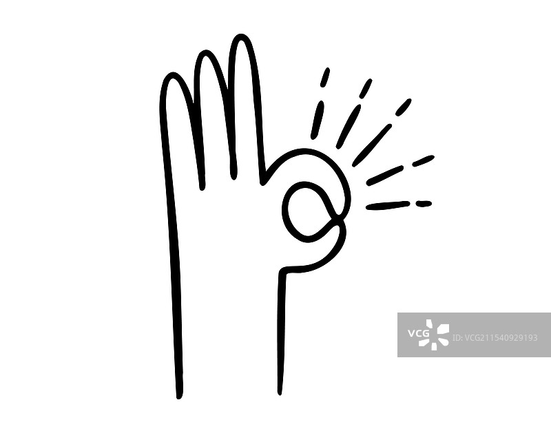 手势“OK”符号涂鸦手绘图标图片素材
