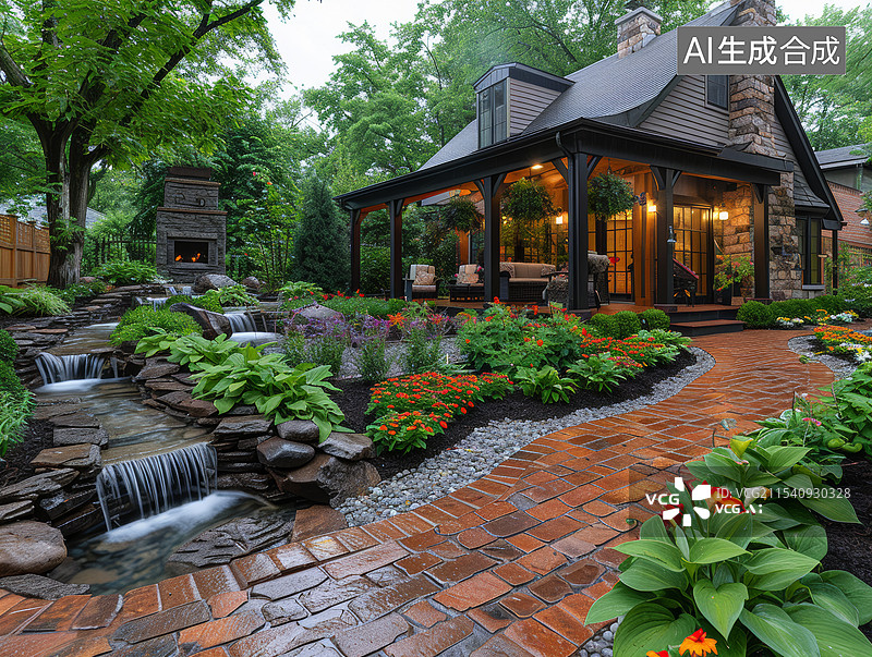 【AI数字艺术】庭院绿色图片素材