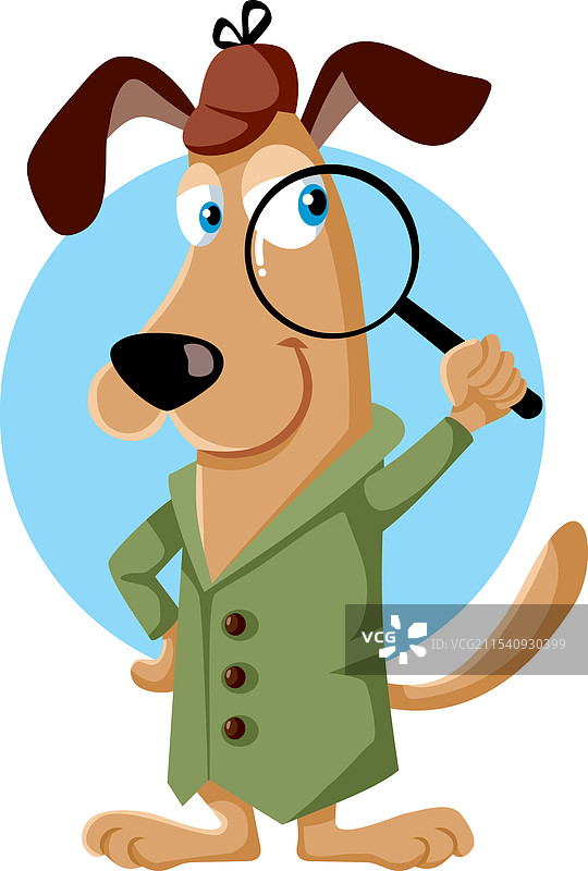 搞笑的侦探狗拿着放大镜图片素材