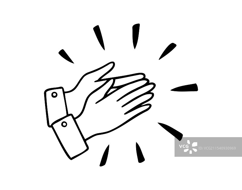 鼓掌涂鸦图标，双手拍打。图片素材