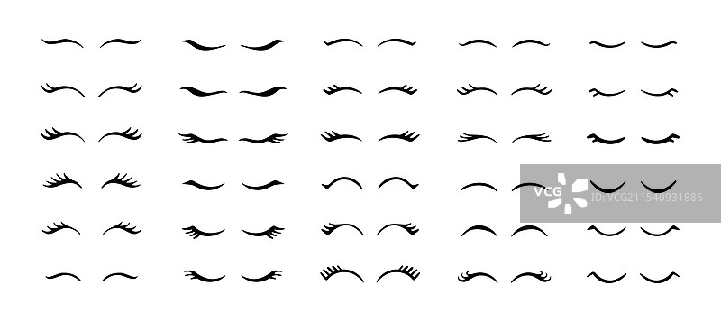 闭眼的可爱女孩与合拢的睫毛组合图片素材