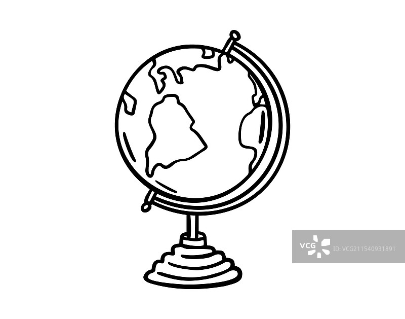 手绘地球轮廓涂鸦侧面地球草图图片素材