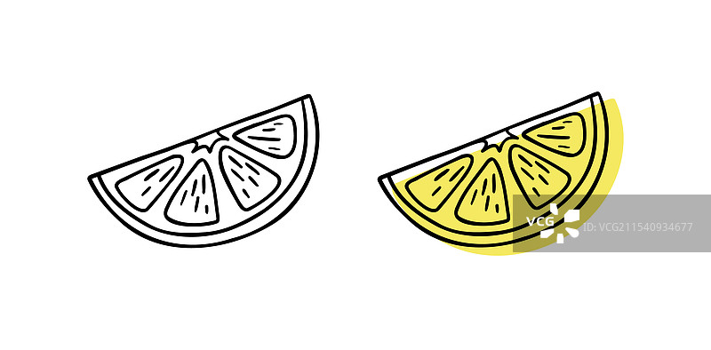 手绘柠檬片图标 单个柠檬图片素材