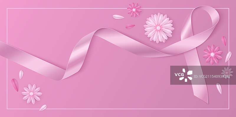 粉色乳腺癌背景与丝带图片素材
