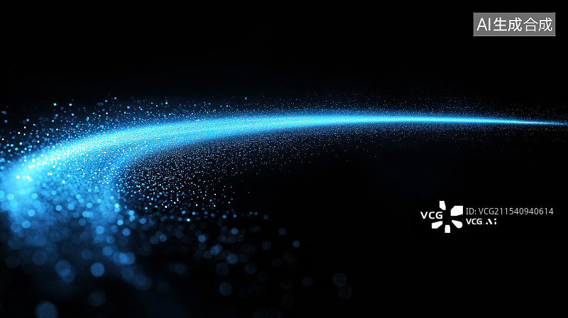【AI数字艺术】蓝色粒子曲线光迹效果图片素材