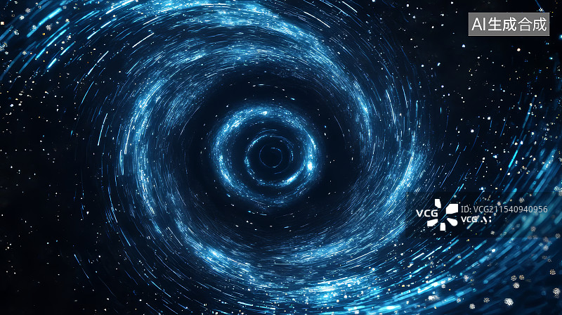 【AI数字艺术】深蓝色粒子旋涡动态效果图片素材