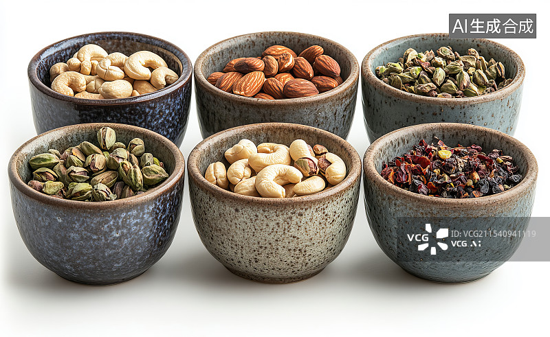 【AI数字艺术】健康美味零食坚果拼盘图片素材