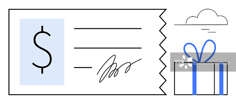 带有签名和美元符号的礼品券图片素材