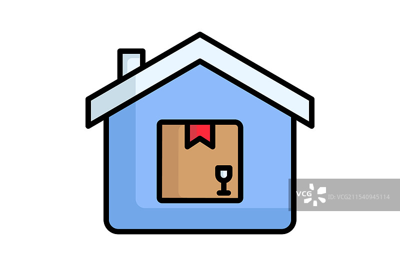 仓库图标 彩色轮廓图标 风格房屋图片素材