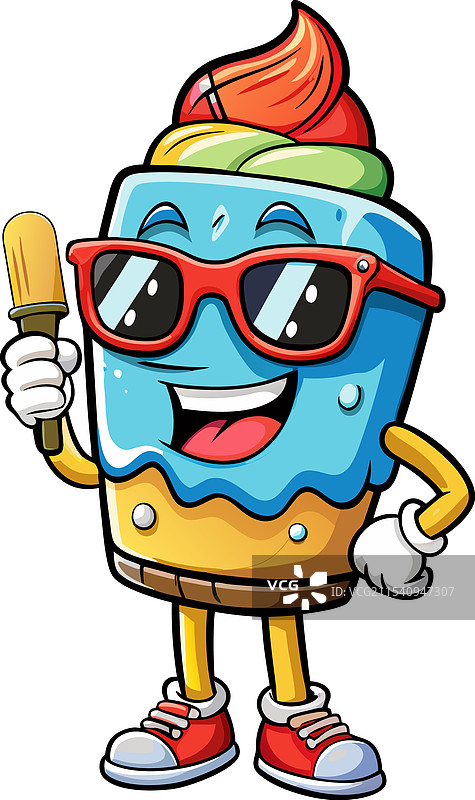 快乐的冰淇淋卡通角色图片素材