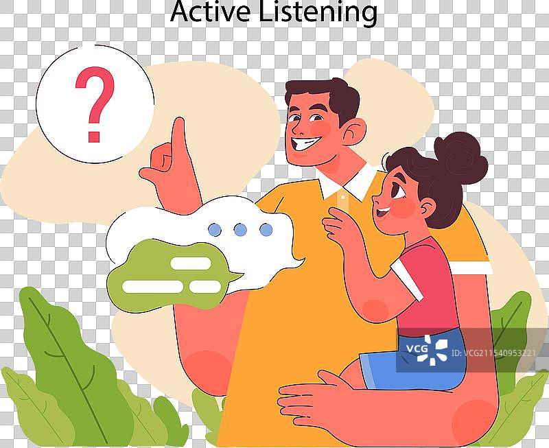 积极倾听概念扁平化设计图片素材