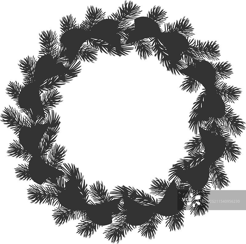 松树枝圣诞花环框架冷杉枝条图片素材