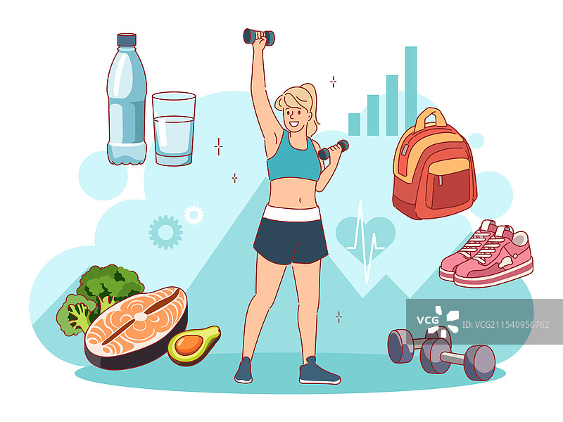 女性进行运动，健康的生活习惯图片素材