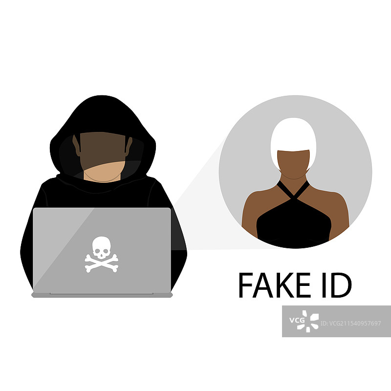 带兜帽的黑客假身份证在线安全概念图片素材