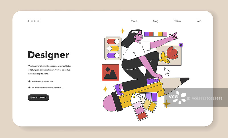 创意设计师在工作平面图图片素材