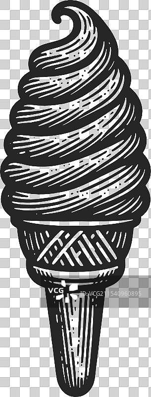 复古雕刻的软冰淇淋甜筒图片素材