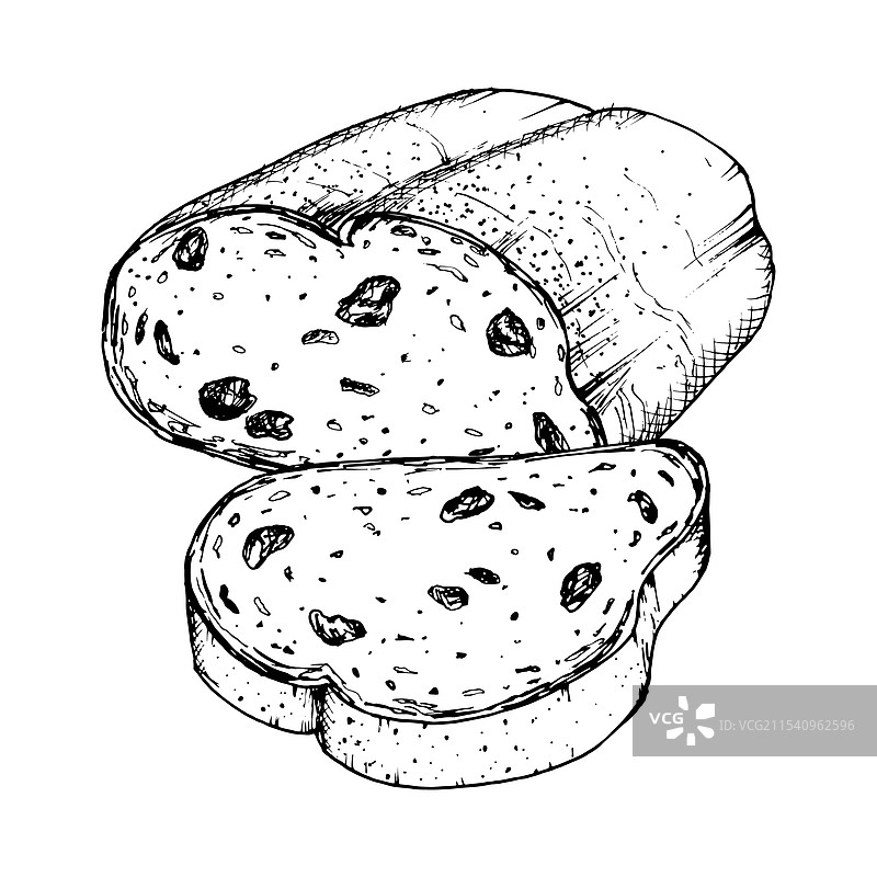 切片葡萄干面包与图片素材