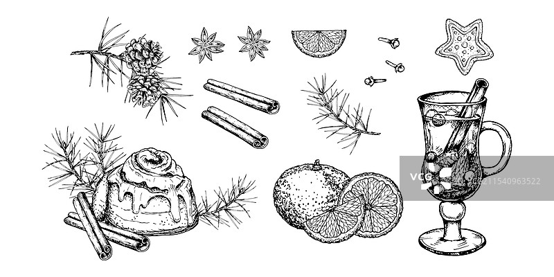 手绘的圣诞节图案图片素材