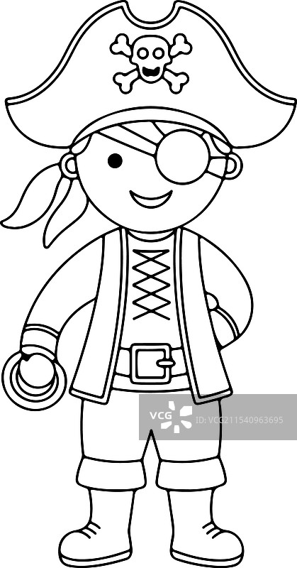 年轻男孩的黑白线条画图片素材