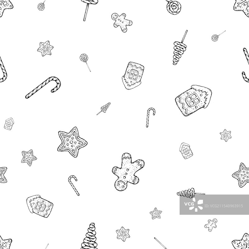 手绘圣诞节无缝图案图片素材