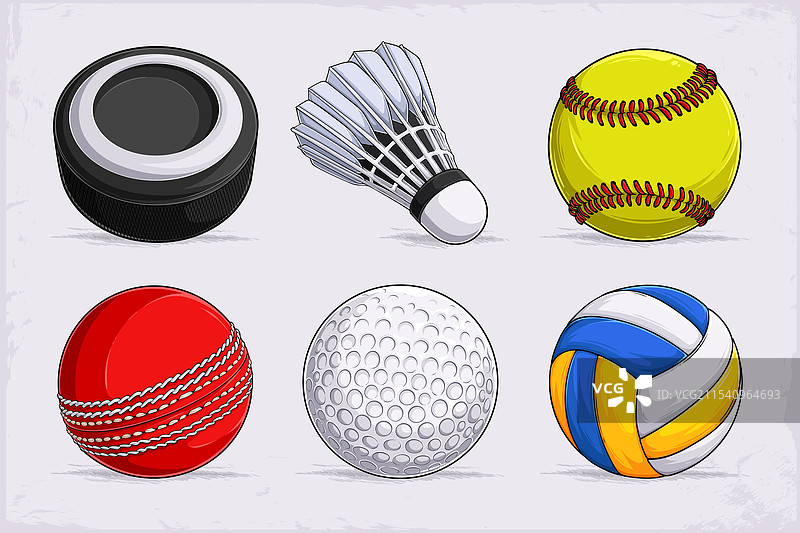 手绘流行运动球的套装图片素材