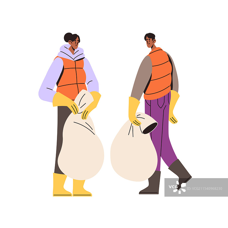 志愿者关心环境，收集垃圾图片素材