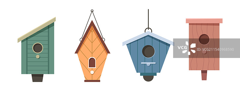 简单的木制鸟屋供鸟类栖息图片素材