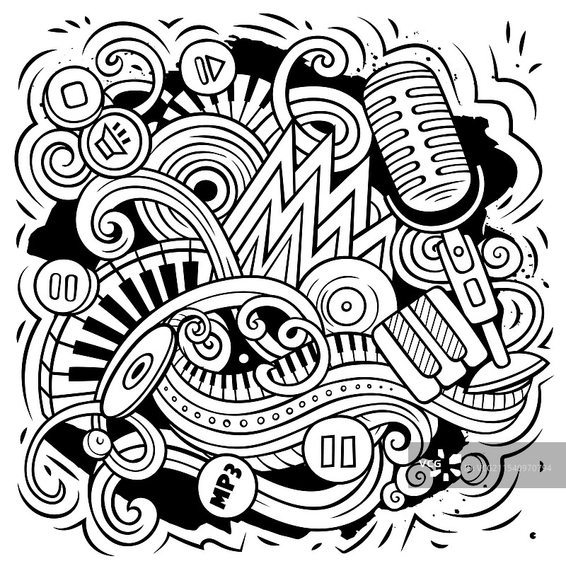 卡通涂鸦迪斯科音乐图片素材