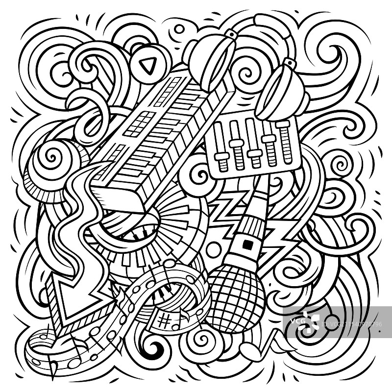 卡通涂鸦迪斯科音乐图片素材