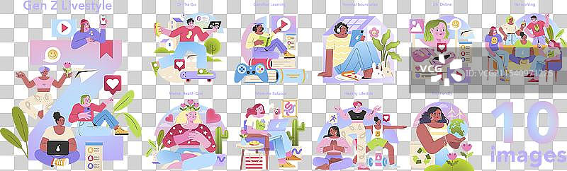 Z世代生活方式套装图片素材