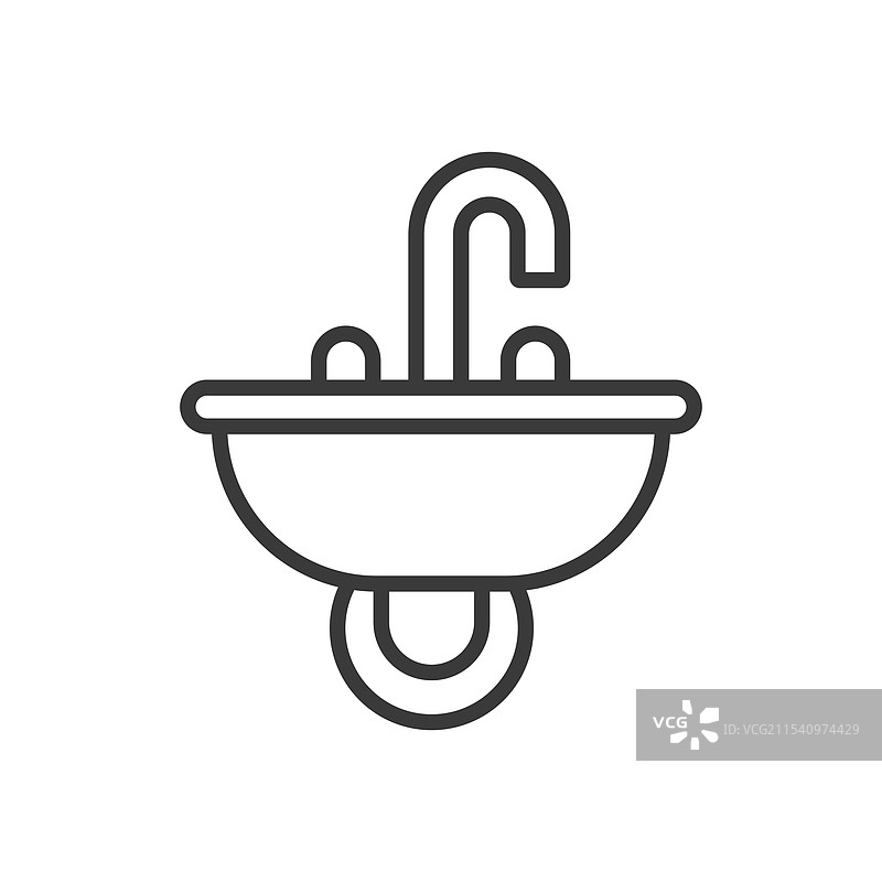 线条设计的浴室水槽图标图片素材