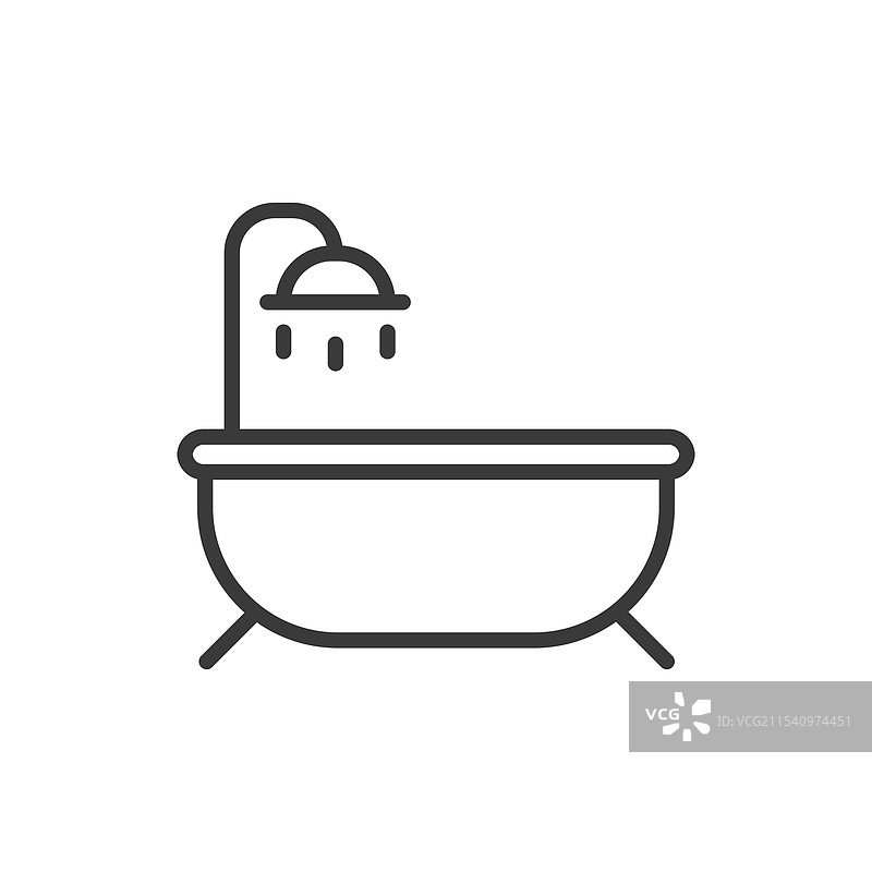浴室图标，线条设计，浴缸，淋浴图片素材