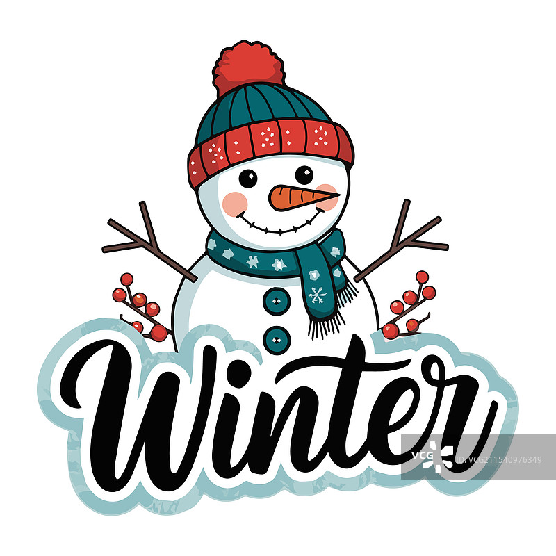 快乐的雪人迎接冬天图片素材