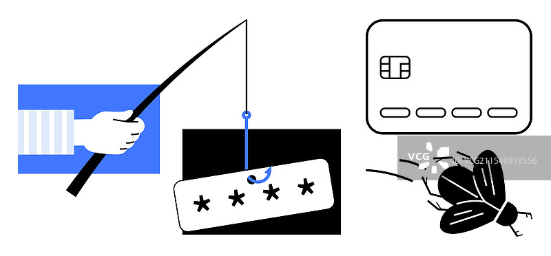 网络钓鱼威胁概念与钓鱼竿密码图片素材