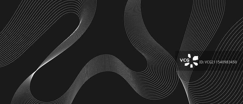 抽象的黑色背景与流动的白色图片素材