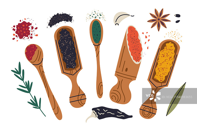 五彩缤纷的香料和草药图片素材