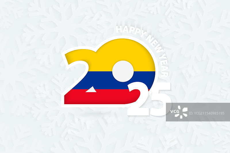 2025年哥伦比亚的新年在雪花背景下图片素材