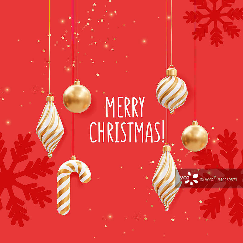 金色的方形圣诞贺卡图片素材