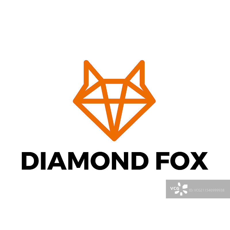 简约扁平化的钻石狐狸logo设计图片素材