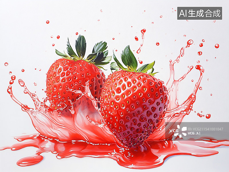 【AI数字艺术】鲜红欲滴的草莓图片素材
