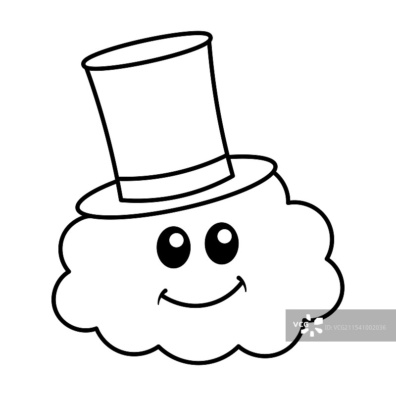 带高顶礼帽的云朵轮廓图片素材