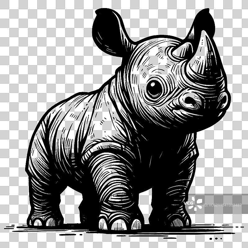 小犀牛的版画图片素材